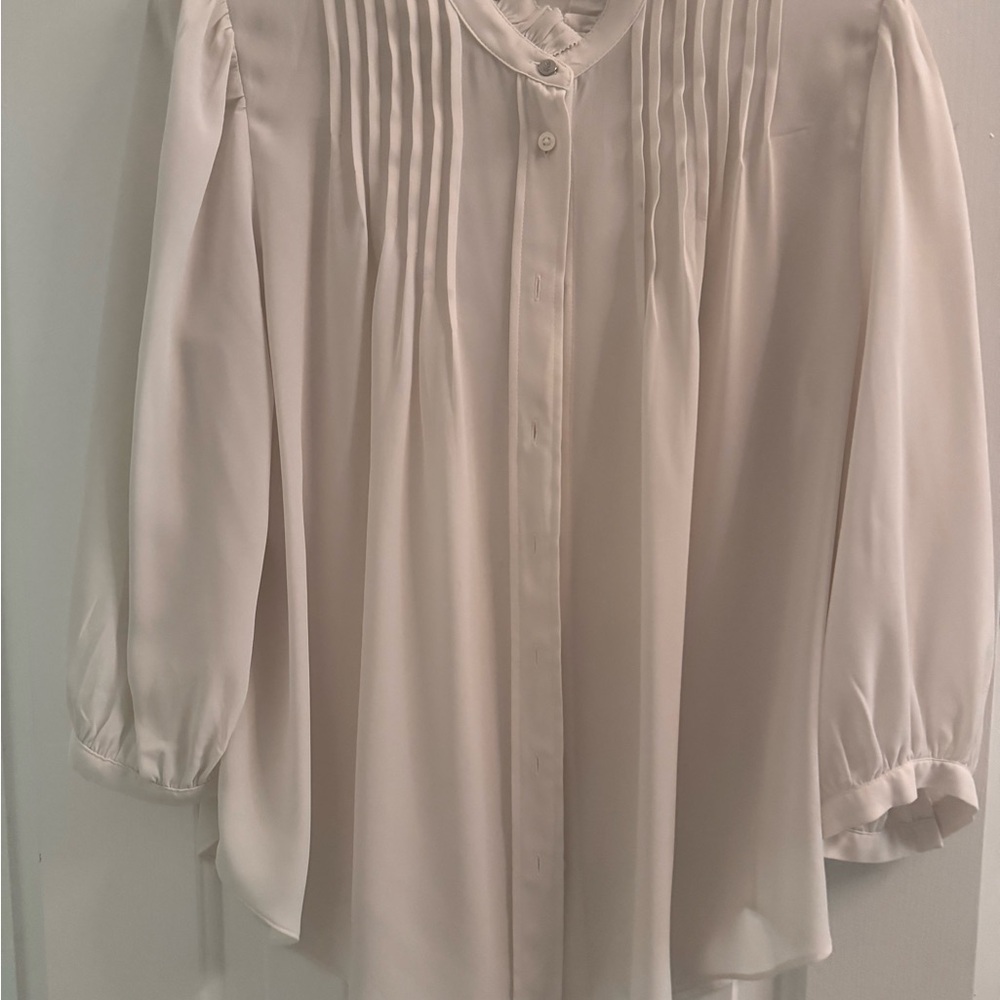 Ralph Lauren Tan Pleated 3/4 Sleeve Blouse